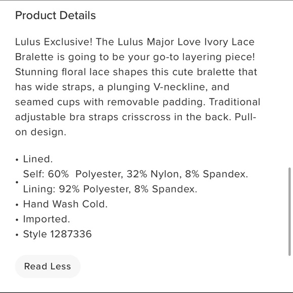 Lulu's Major Love Ivory Lace Bralette - Picture 4 of 7